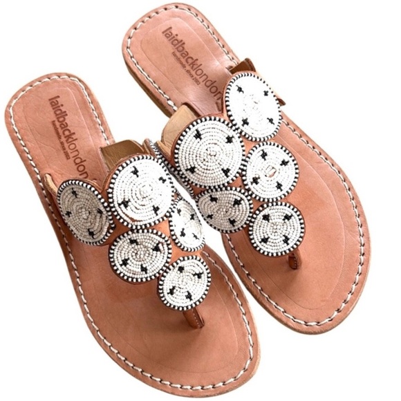 Laidback London Shoes - Like New LaidBack London Leather Beaded
Medallion Sandals Size 7 Retail $115.00